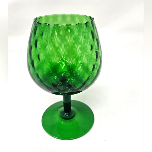 Vintage Art Empoli Italian Emerald Green Glass Brandy Snifter